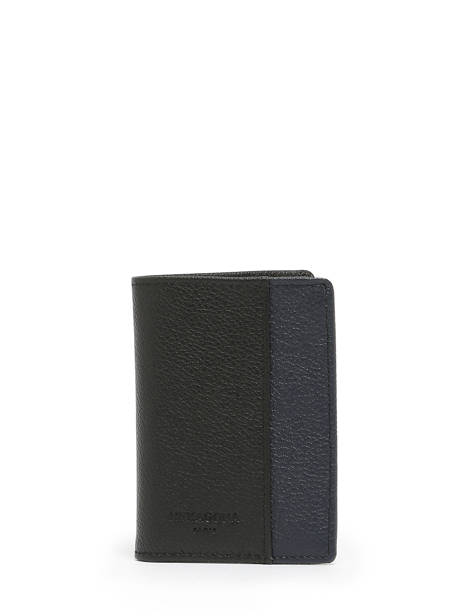 Card Holder Leather Hexagona Black duo 687816