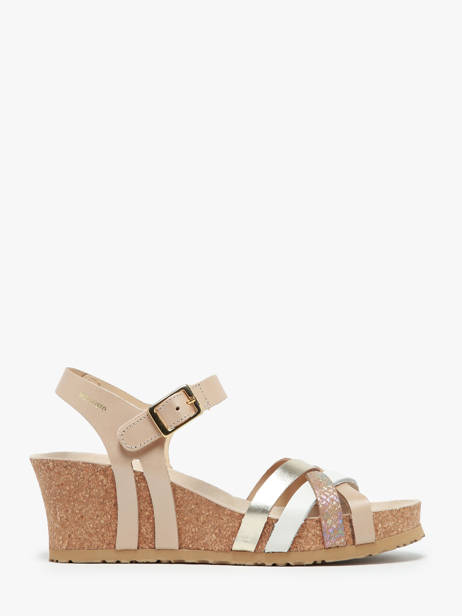 Wedge Sandals In Leather Mephisto Beige women P5144297