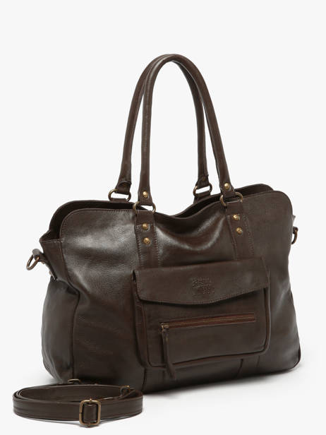 Sac Porté épaule A4 Cow Cuir Basilic pepper Marron cow BCOW78 vue secondaire 2