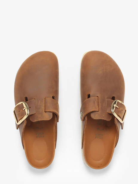 Mules Boston Big Buckle En Cuir Birkenstock Marron women 1030446 vue secondaire 4