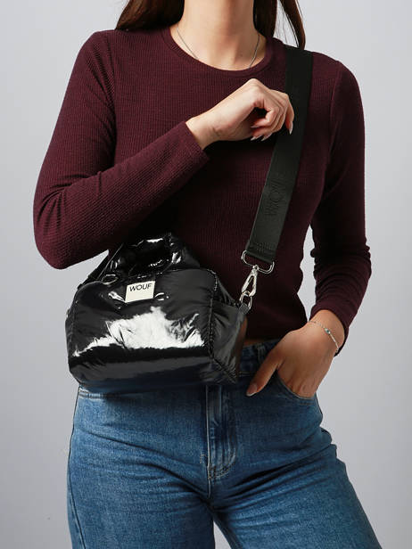 Sac Bandoulière Glossy Polyester Recyclé Wouf Noir glossy BB250023 vue secondaire 1