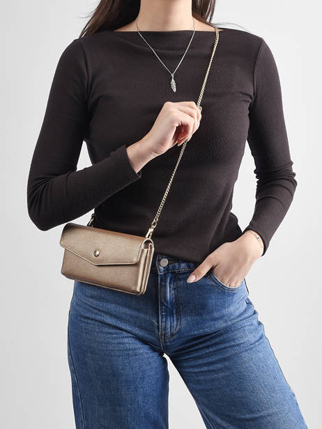 Sac Pochette Luna Cuir Avec Chaînette Amovible Hexagona Or luna 688422 vue secondaire 1