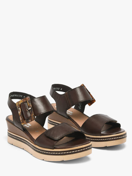 Sandales Talon Compensé En Cuir Remonte Marron accessoires 25 vue secondaire 2