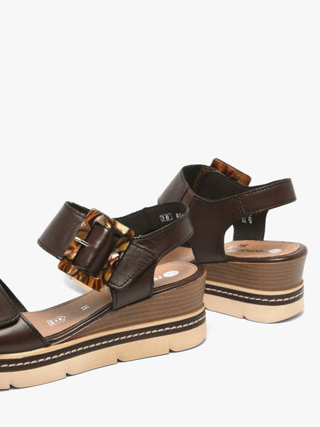 Sandales Talon Compensé En Cuir Remonte Marron accessoires 25 vue secondaire 3