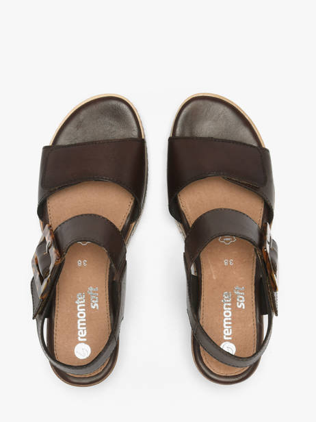Sandales Talon Compensé En Cuir Remonte Marron accessoires 25 vue secondaire 4