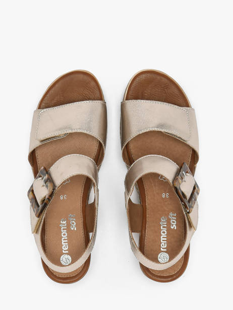 Sandales Talon Compensé En Cuir Remonte Or accessoires 90 vue secondaire 4