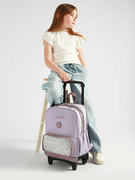Sac A Dos à Roulettes 2 Compartiments Cameleon Violet vintage fantasy SR40 vue secondaire 1