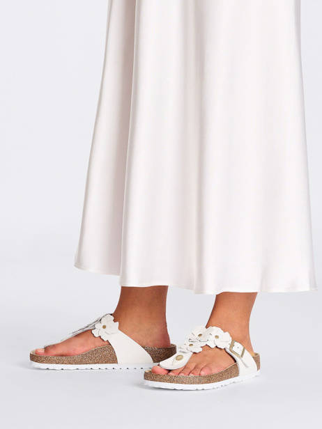 Mules Gizeh Flower En Cuir Birkenstock Blanc accessoires 1026735 vue secondaire 1