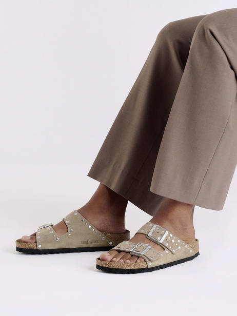 Mules Arizona Rivet En Cuir Birkenstock Marron accessoires 1029390 vue secondaire 1