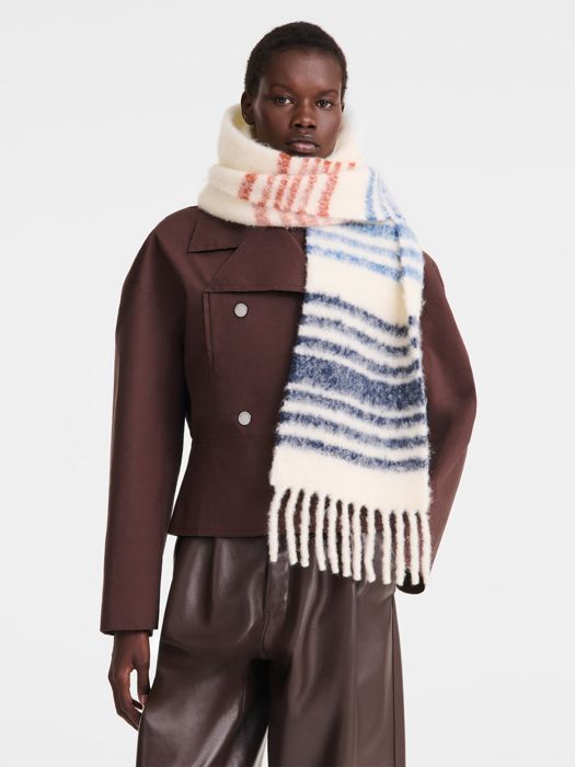 Longchamp Echarpe 80% wp 20%pa Foulard Bleu